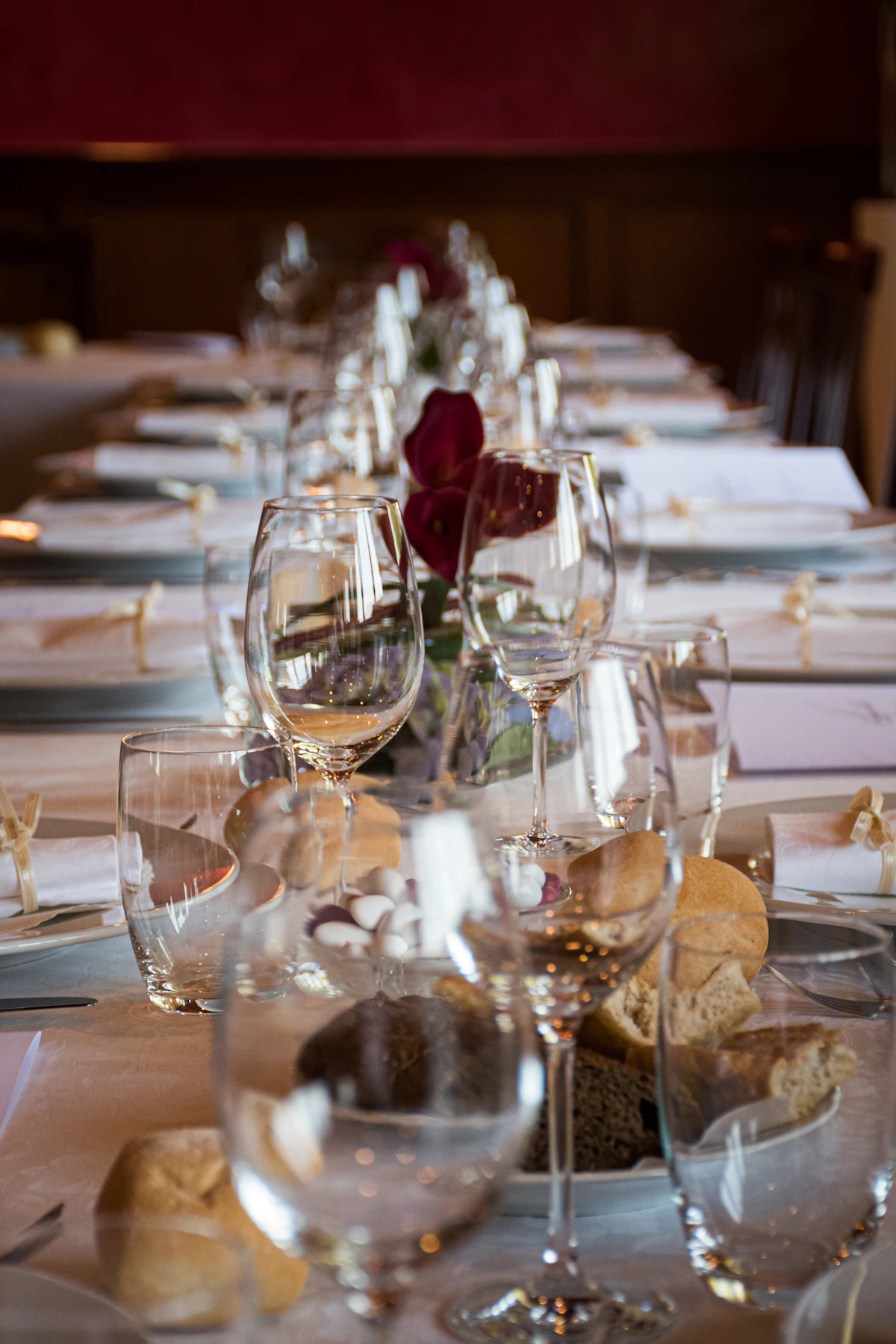 Dressed dining table in a restaurant