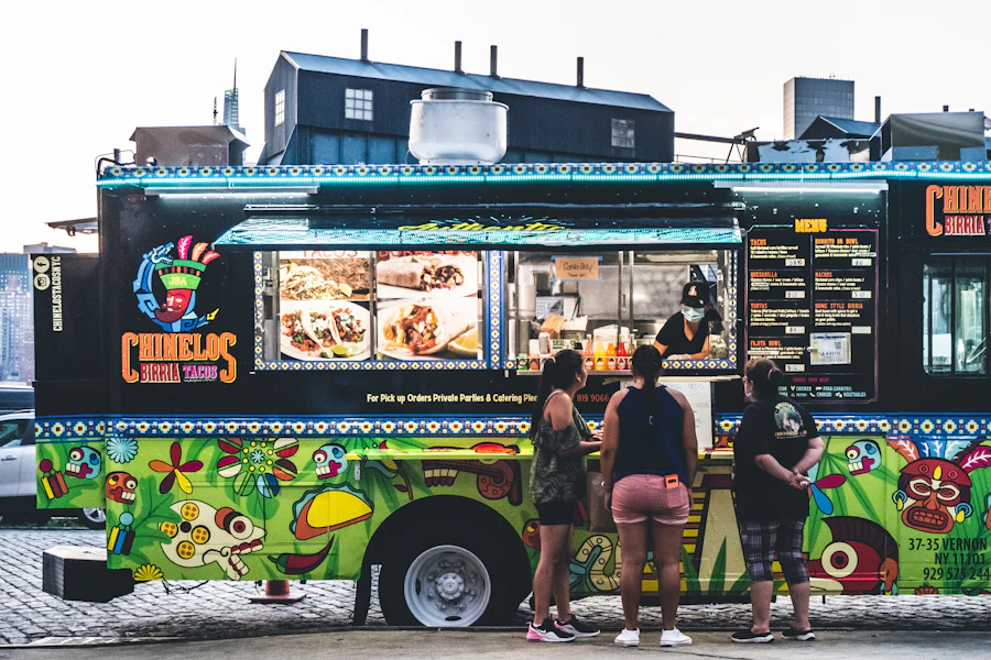Guests queuing at a street food truck